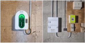 Pose d'une borne de recharge pour véhicule électrique Schneider Electric